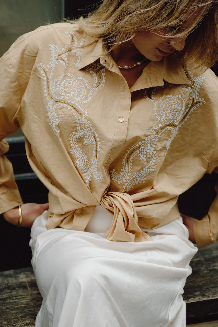 SIMONET EMBROIDERED SHIRT WITH PRINTED 珠珠刺繡襯衫