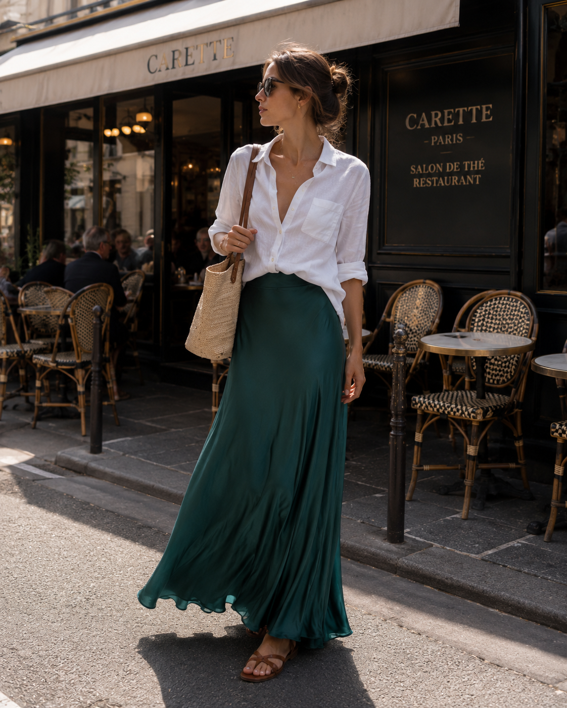 Emerald Satin Maxi Skirt