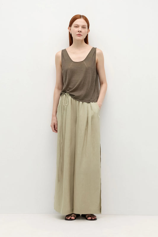 TENCEL LINEN SLIT WIDE_LEG PANTS