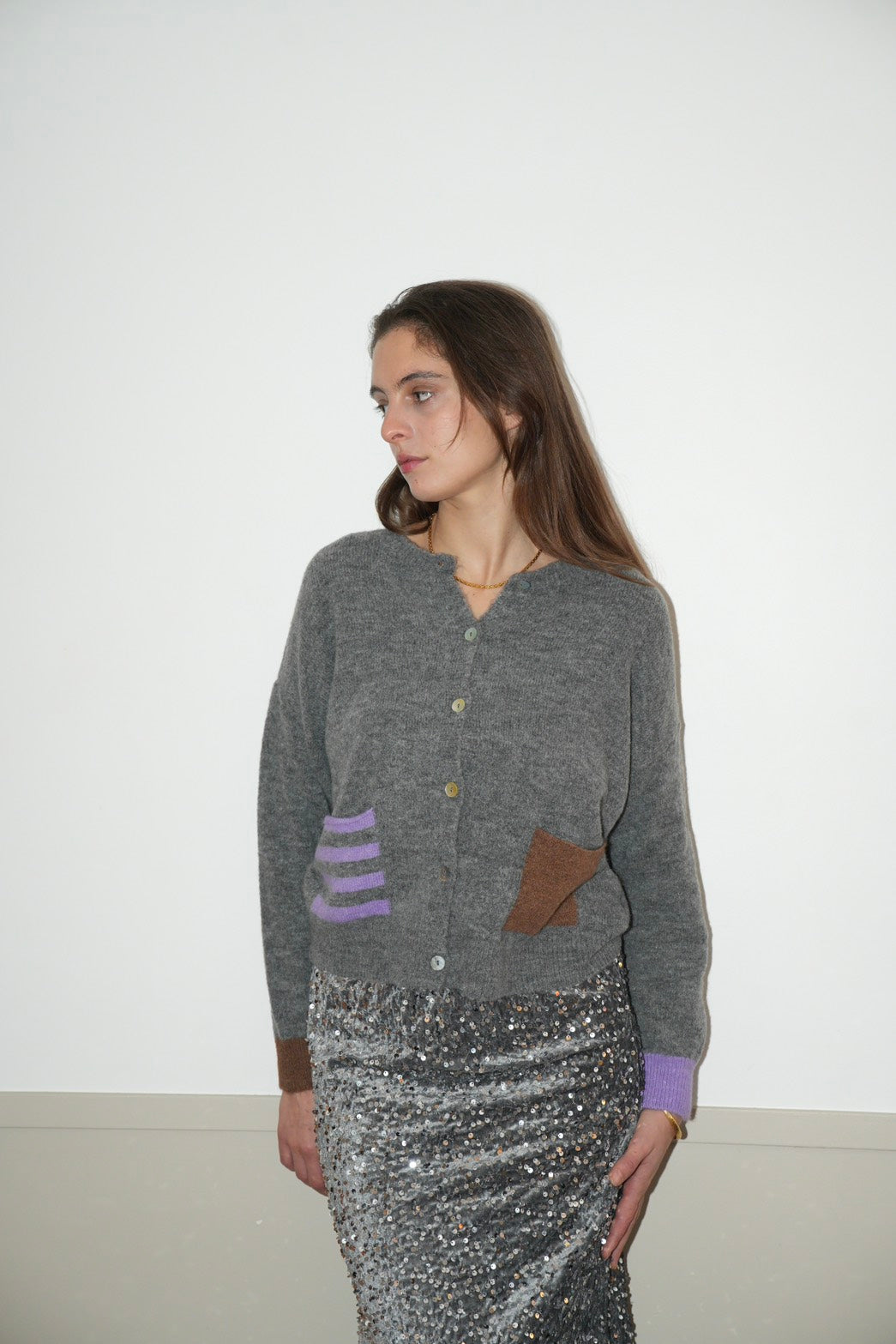 AYLA JACKET 撞色羊毛混紡針織開衫